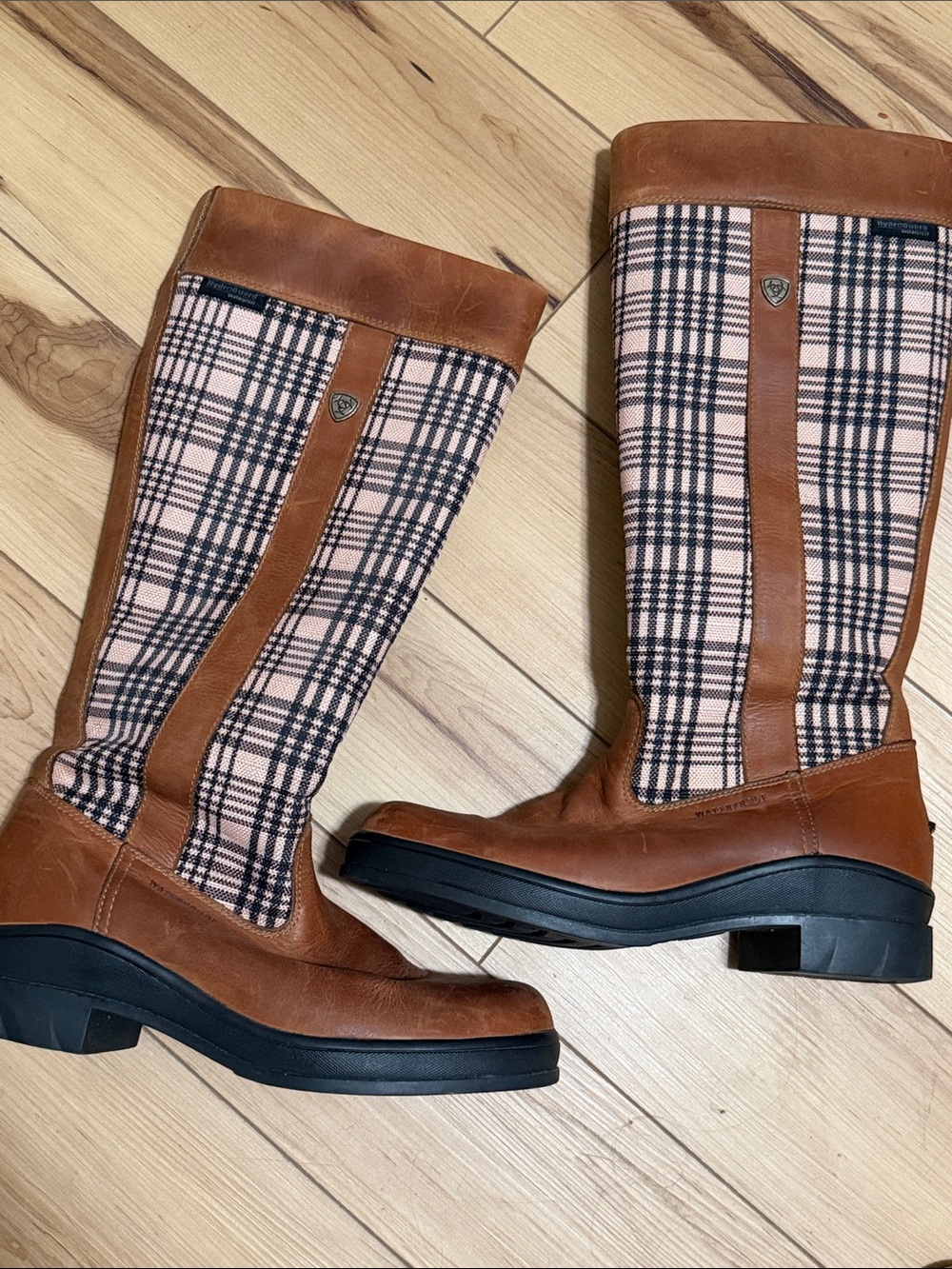 Ariat 5/A Baker Windmere Brown Leather & Plaid Tall Riding Boots waterproof - Picture 12 of 12